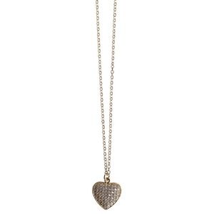 Gemelli Pave Heart Gold Necklace